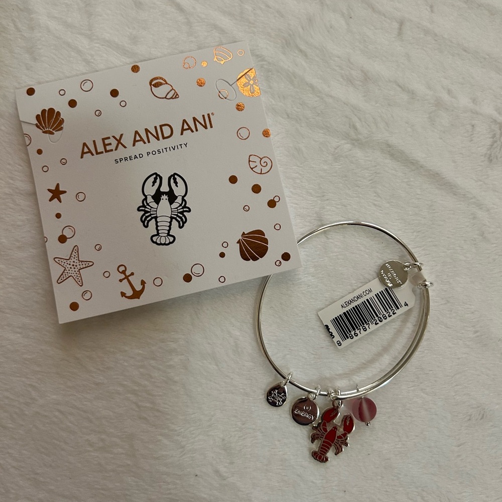 Alex and Ani Silver Bracelet with Red Lobster Charm